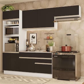 Armário de Cozinha Completa 270cm Branco/Preto Glamy Madesa 15
