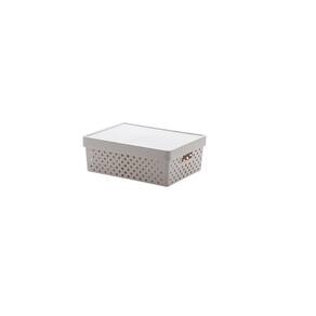 Cesto Organizador Multiuso Com Tampa 39x29x14 Quadratta Creme