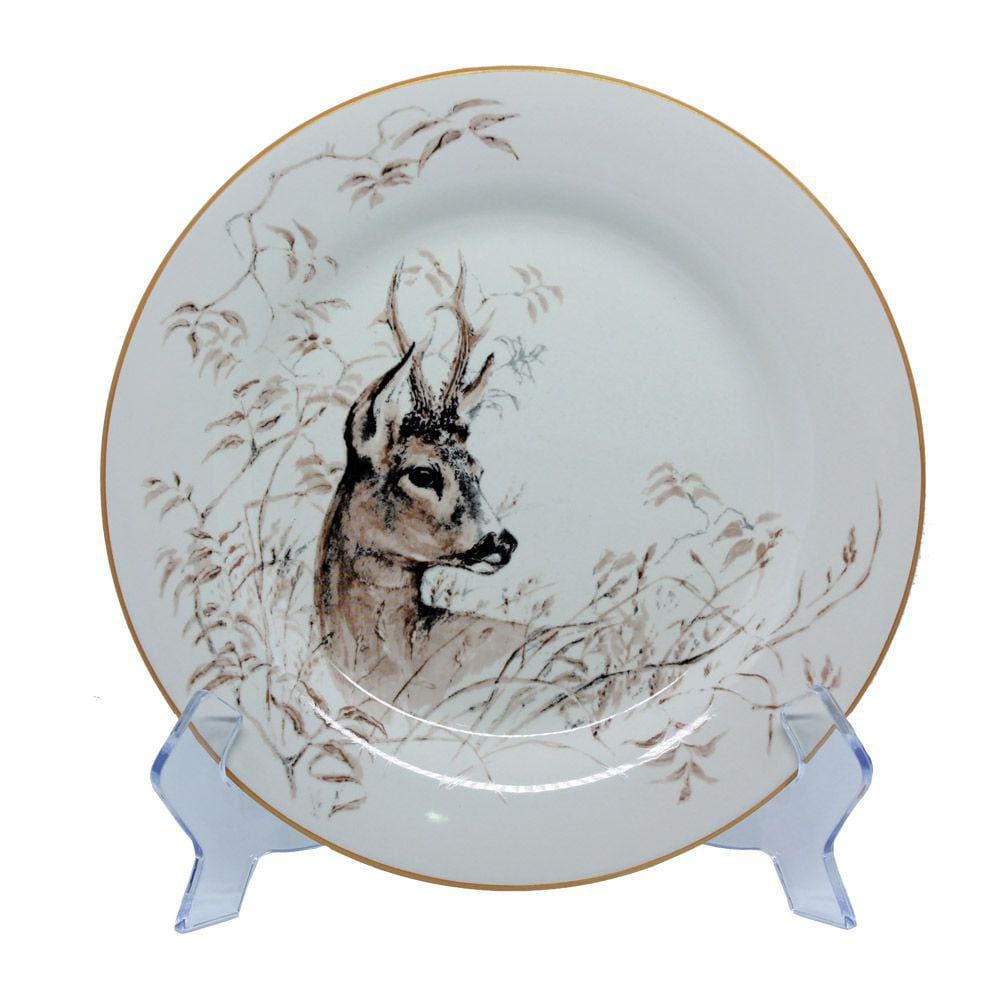 Prato Raso de Cerâmica Rena Vip Borda Dourada 28cm - Unid.