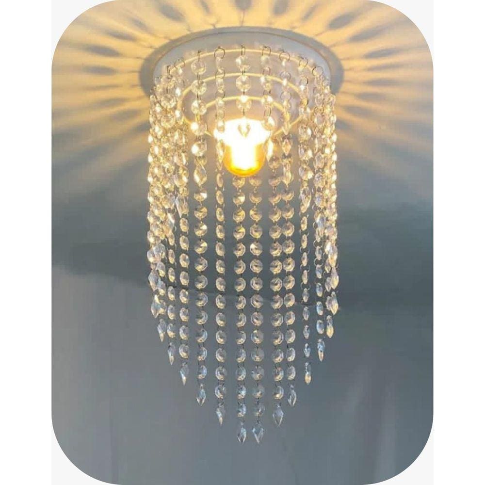 Lustre Pendente Luminária Cristal acrílico de ALTO BRILHO, 17x38. Reflezzo lustres e decoração.