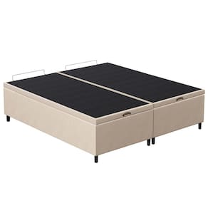 Base Cama Box Baú Casal Queen 158cm Hit I02 Suede Bege - Mpozenato