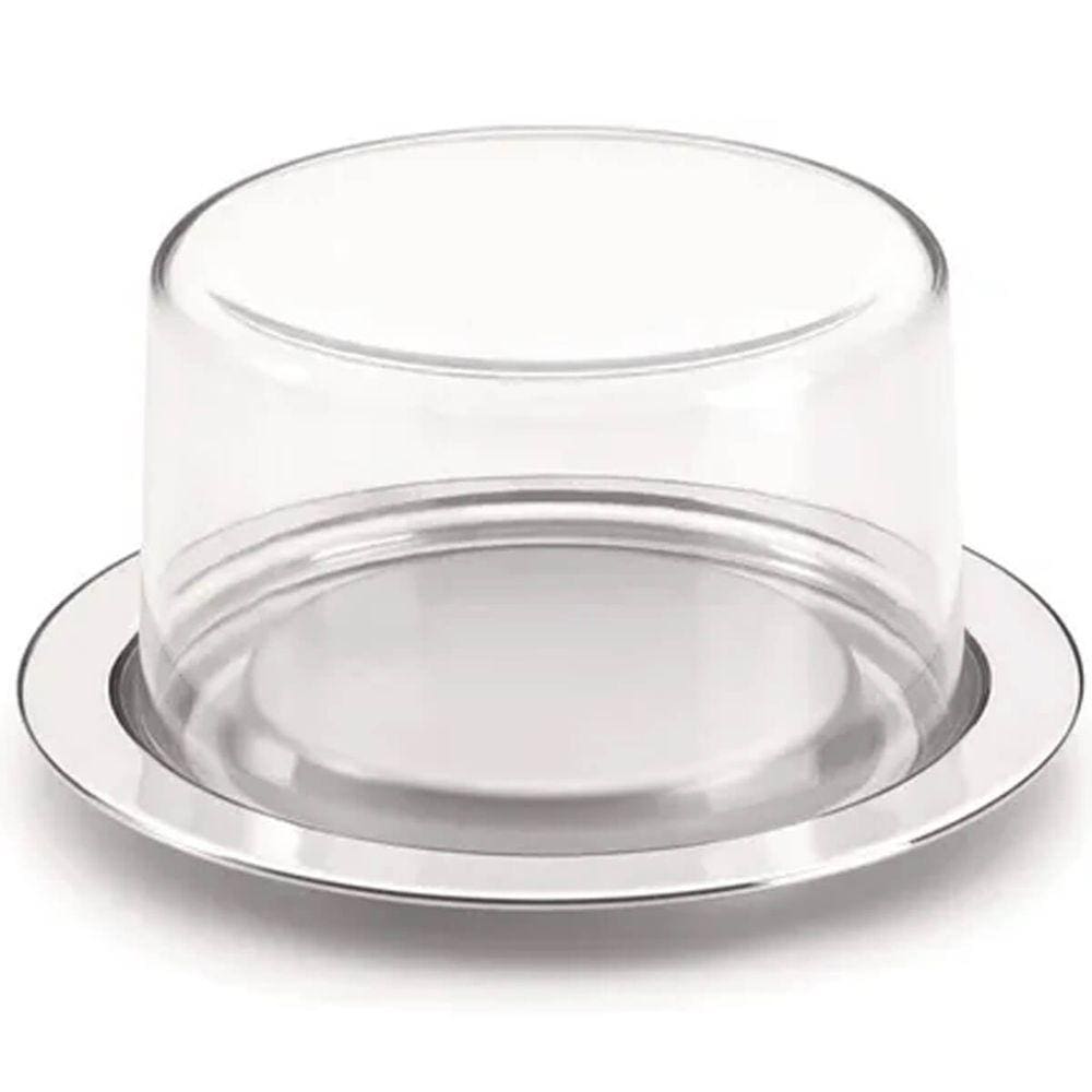 Queijeira Inox Com Cúpula Porta Queijo 17cm Prato Para Queijo Light Vision Forma