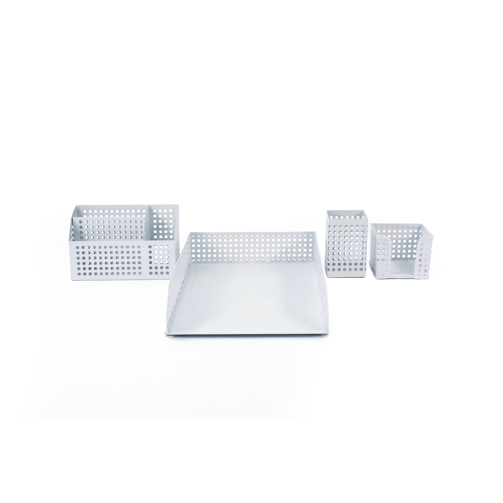 Kit Bloco Anotações, Porta Lapis, E Porta Objetos 4 Pçs Branco - Oikos