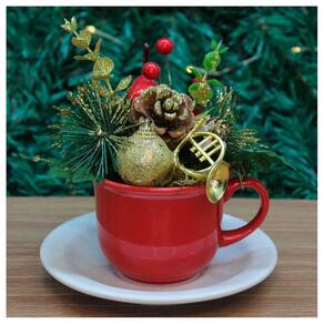 Xicara Vasinho De Natal Arranjo Decorativo Artesanal