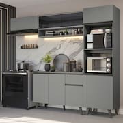Armário de Cozinha Completa 260cm Cinza Nice Madesa 03