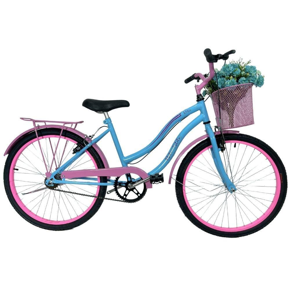 Bicicleta Cissa 24 Verden Infantil Retrô Feminina Azul Bebê/Rosa