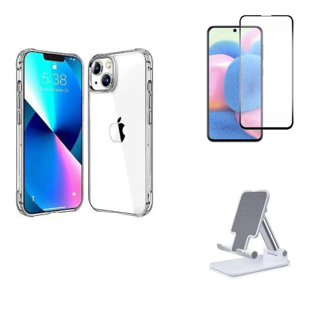 Kit Suporte De Mesa Ípone 13 + Capa + Pelicula De Vidro 3D