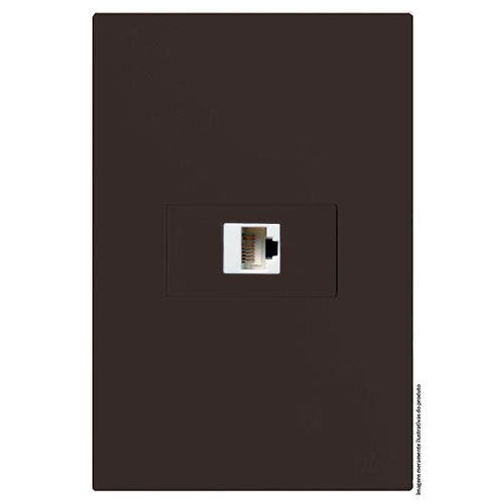 Cj Rj45 Cat6 Internet Hor. 4X2 - Recta Chocolate Fosco