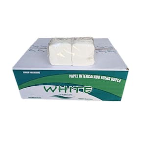 Papel Intercalado 10cm x 21cm folhas dupla - White Premium 100% celulose - Caixa com 8.000 - Limpmax