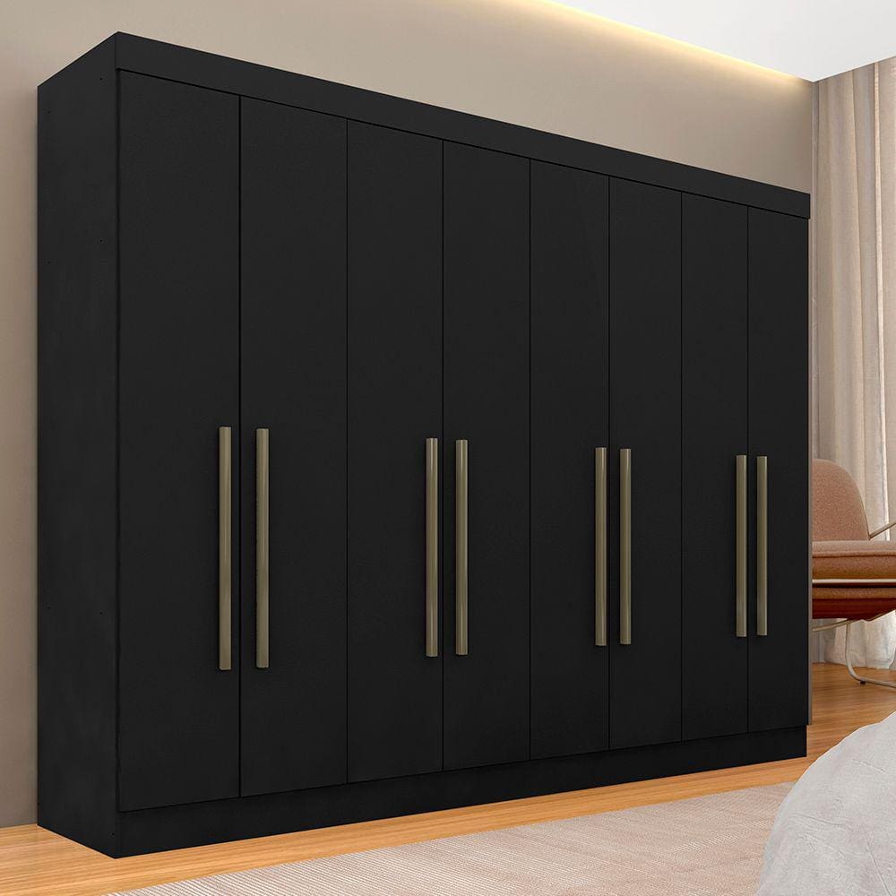 Guarda Roupa Casal 8 Portas Natasha Preto - Móveis Arapongas