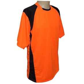 Kit 16+1 Camisa Laranja/Preto, Calção Preto e Goleiro