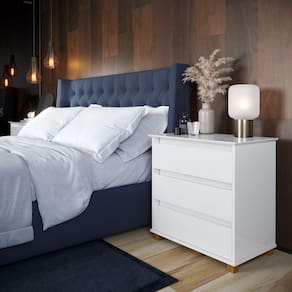 Mesa de Cabeceira Mini Cômoda 3 Gavetas Luxo - EJ Móveis