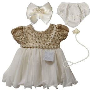 Saída De Maternidade Vestido/calcinha/ Laço e prendedor chupeta