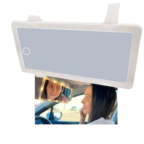 Espelho de Carro 3 cores Automovel Led Usb Maquiagem Sem Fio Quebra Sol Veiculo Branco quente e Frio