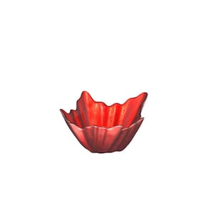 Bowl de Vidro Multiuso Leaves Vermelho 14 x 7cm