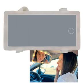 Espelho de Carro Led 3 cores Maquiagem Automovel Usb Sem Fio Quebra Sol Veiculo Branco quente e Frio