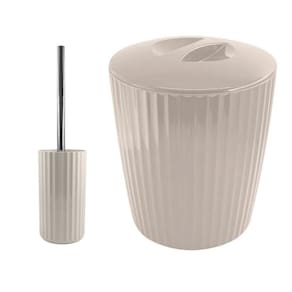 Kit Banheiro Groove Suporte Com Escova Sanitária Cromado + Lixeira 5L - Ou