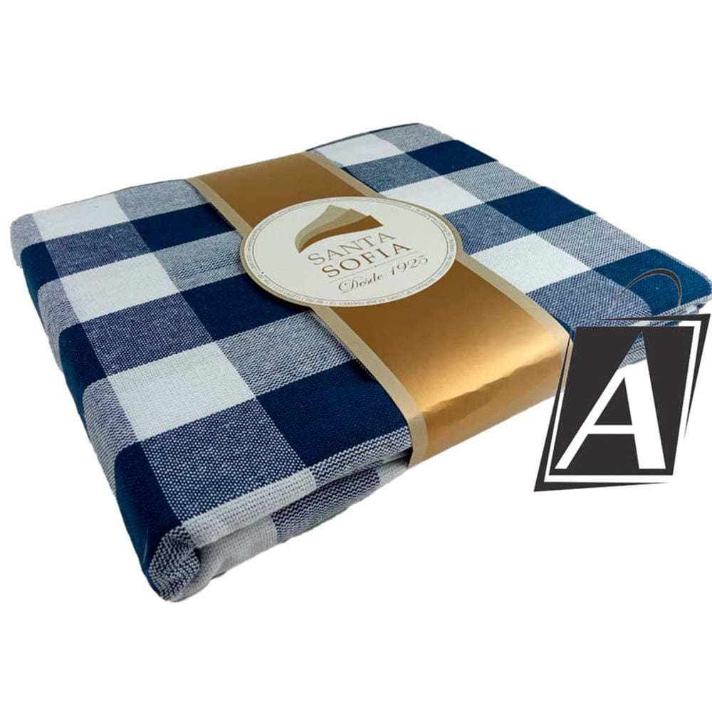 Toalha de Mesa 4 Cadeiras Pic Nic Azul Marinho Algodão Xadrez