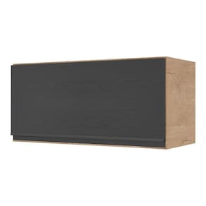 Armário de Cozinha Aéreo 1 Porta Basculante 70cm Lisboa Multimóveis MP2125 Rustic/Preto