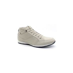 Bota Masculina Casual em Couro com Elástico e Ziper Lateral NE-1008 Off-White
