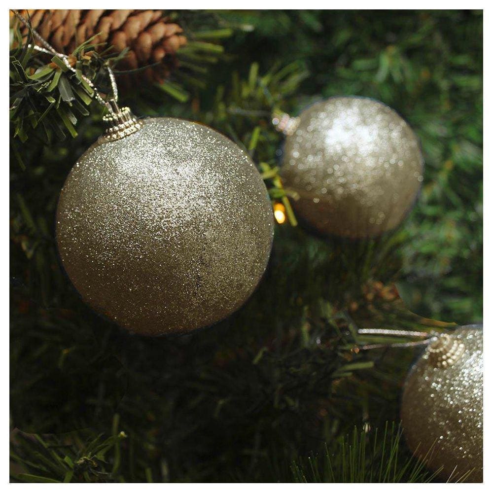 Kit 2 Bolas Enfeite Natalino Árvore Natal Glitter Dourado 70