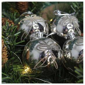 12 Bolas Enfeite Natalino Árvore De Natal Prata 80mm