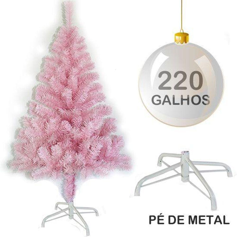 Árvore de natal 120CM rosa com 220 galhos e pé de metal