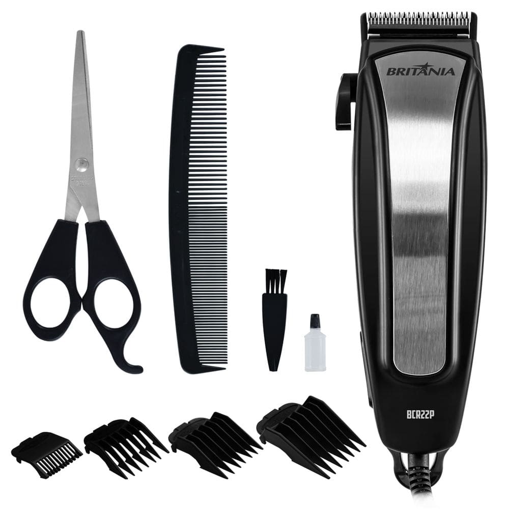 Cortador de Cabelos Britânia BCR22P Inox 9 Acessórios & 5 Alturas