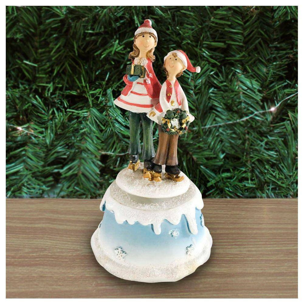 Decoração Enfeite Natal Crianças Caixa De Música A Corda 21cm