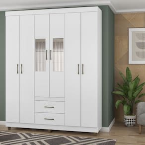 Guarda Roupa Casal com Espelho 6 Portas 2 Gavetas E2262 Araplac