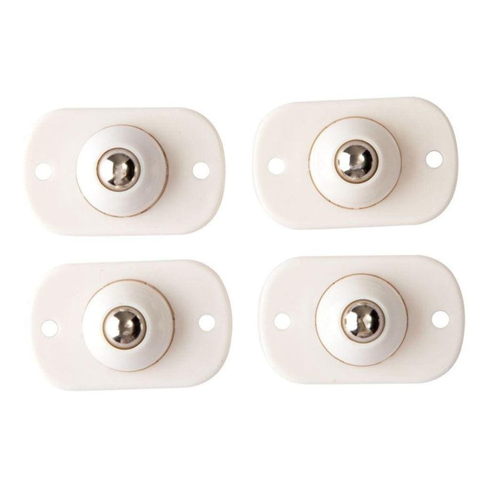 Kit 4 Rodinhas Plástico e Aço Inox Adesivas 44x22x14mm