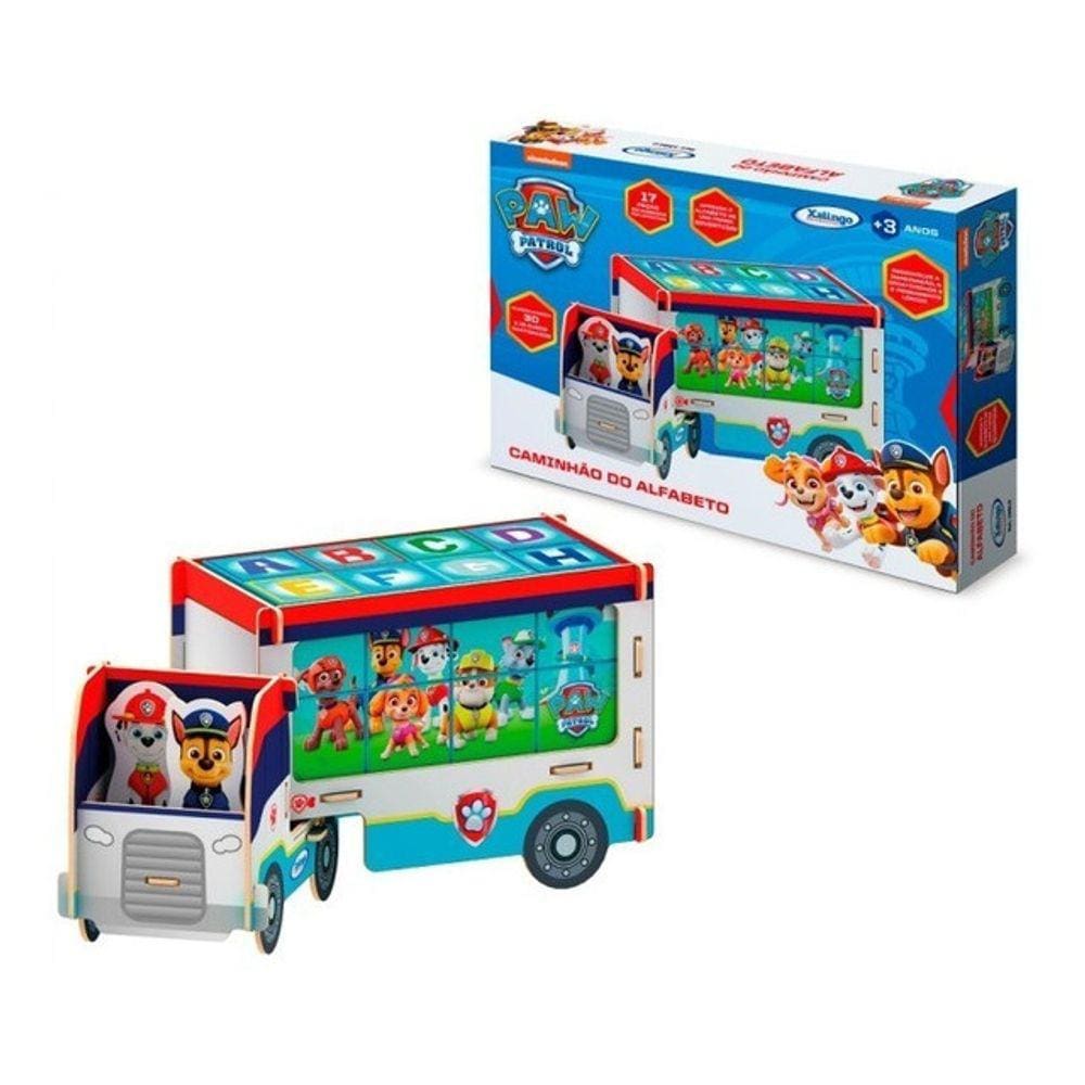 Caminhão Abc Patrulha Canina Alfabeto Quebra Cabeça 3d Bloco
