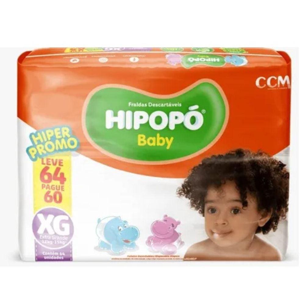 Fralda Inf Hipopo Baby  L/64 E P/60  Xg C/64