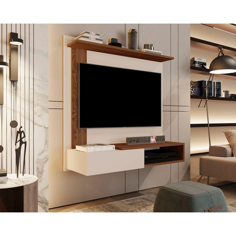 Painel Para TV Até 32 Polegadas Turim Off white / Freijó - Comprar Moveis em Casa