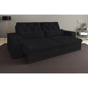 Sofá 5 Lugares Net Royale Assento Retrátil e Reclinável Preto 2,50m (L)
