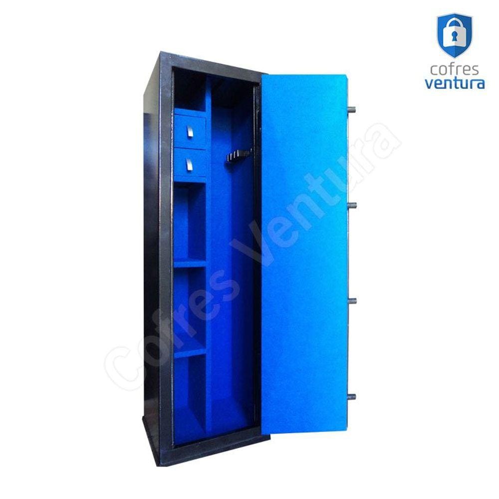 Cofre Armário Ventura 130x38x35 para 11 unidades (05 longas e 06 curtas) Preto com Azul