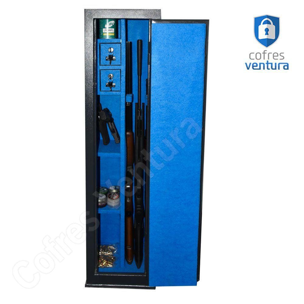 Cofre Armário 130x30x30 para 09 peças (03 longas e 06 curtas) Preto com Azul