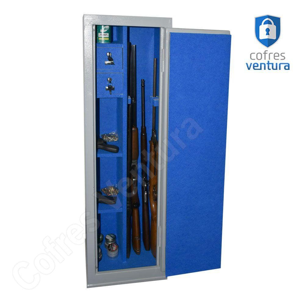 Cofre Armário Ventura 130x38x35 para 11 unidades (05 longas e 06 curtas) Cinza com Azul