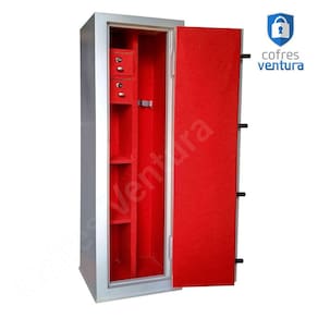 Cofre Armário Ventura 130x38x35 para 11 unidades (05 longas e 06 curtas) Cinza com Vermelho