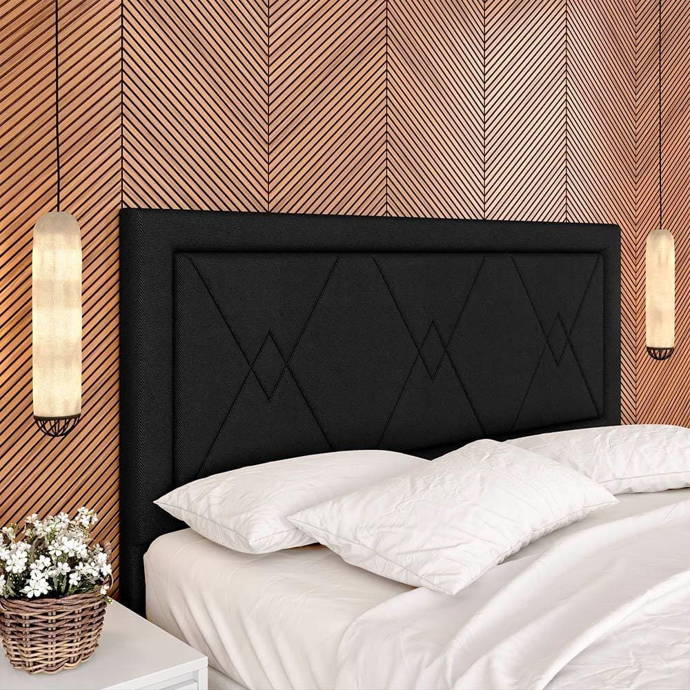 Cabeceira Estofada Para Cama Queen Valência Preto - M. Arapongas