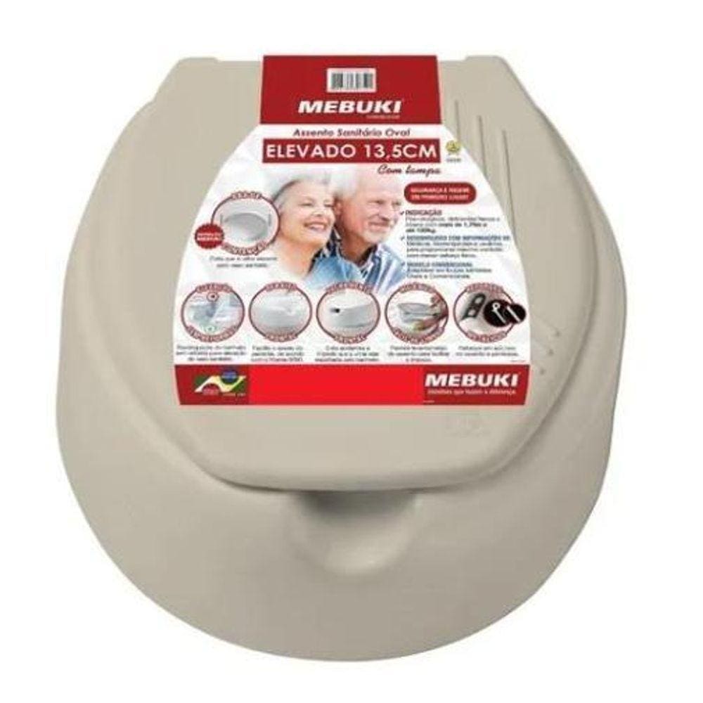 Assento Elevado 13,5 Cm Com Tampa Areia