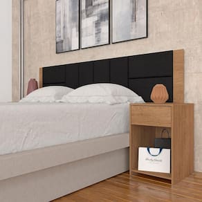 Cabeceira Estofada Para Cama Queen Dubai Carv/preto - M. Arapongas