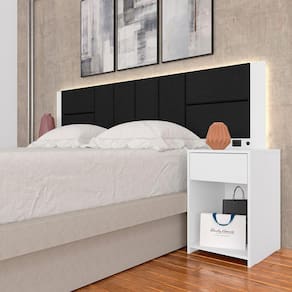 Cabeceira Estofada Para Cama Queen Dubai Com Led Bra/pre- M. Arapongas