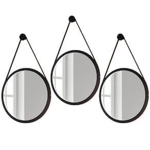 Kit 3 Espelhos Decorativos Redondos 67cm Com Alça Adnet Escandinavo H01 Preto - Mpozenato