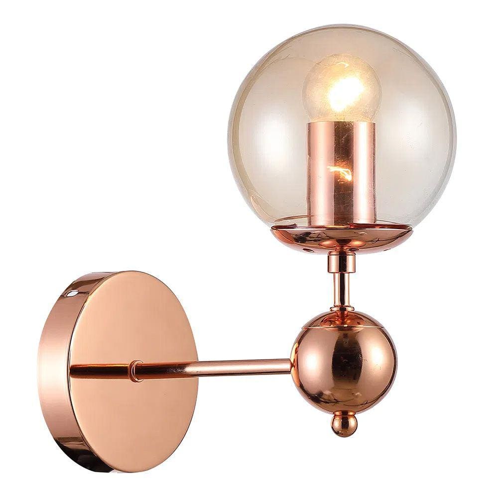 Arandela Orbe Cobre Vidro Champanhe 1E27 RM005R Bella