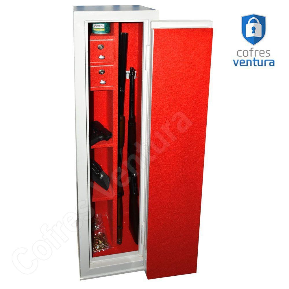 Cofre Armário 130x30x30 para 09 peças (03 longas e 06 curtas) Cinza com vermelho