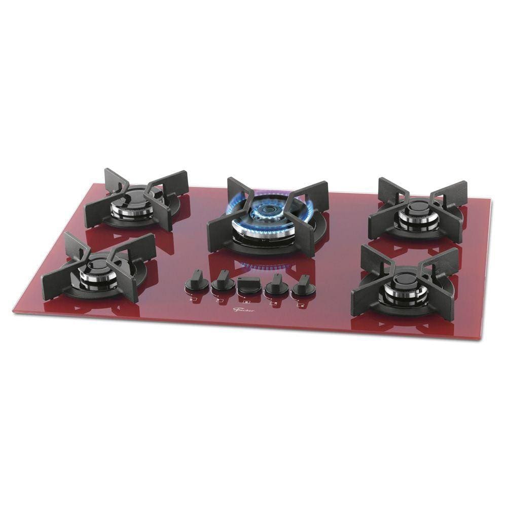 Cooktop a Gás Fischer Infinity 5Q TC com 5 Bocas Vermelho Rouge