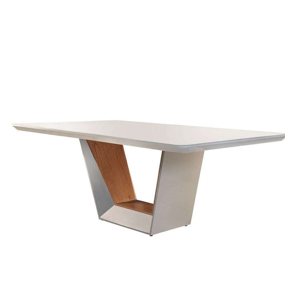 Mesa Rubi 220cm Madeira e Vidro Mobillare