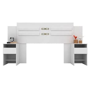 Cabeceira Casal Com 2 Mesas De Cabeceira Triunfo D02 Branco - Mpozenato