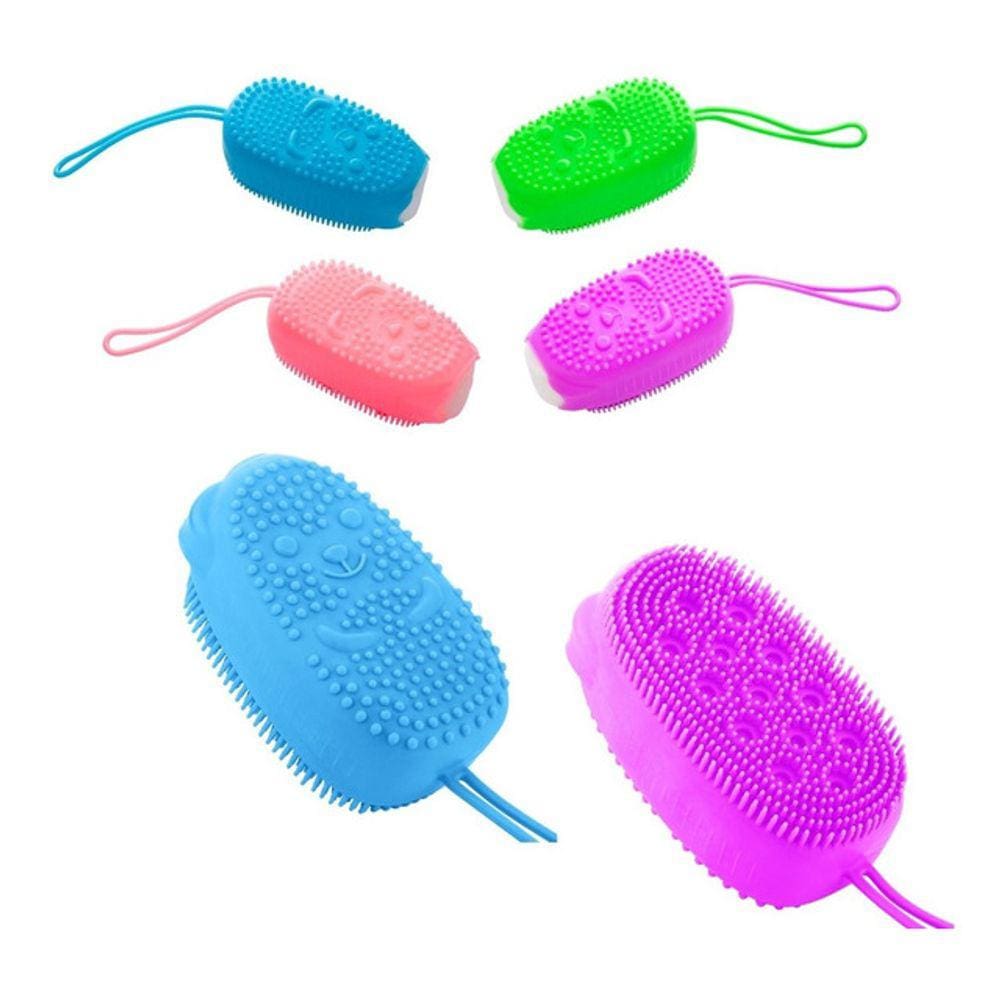 Esponja Esfregão Silicone Massageador Esfoliante Banho Costa